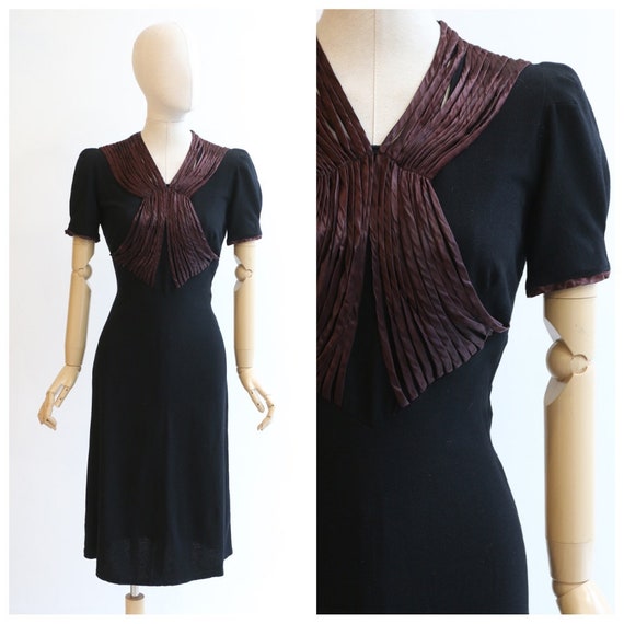Vintage 1930's black dress vintage late 1930's rib