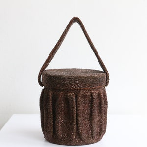 Vintage 1940&#39;s bronze beaded box bag 1940s handbag 1940s box bag vintage box bag vintage beaded bag bucket back 1940s beaded bag forties bag