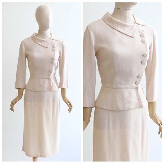 Vintage 1940's linen suit original 1940's cream li