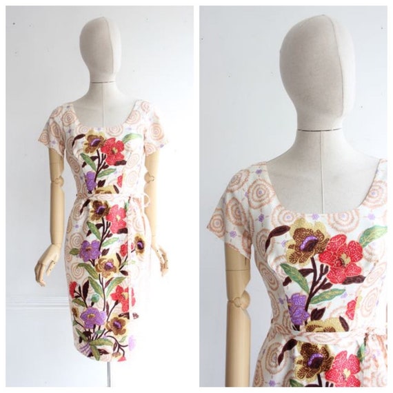 Vintage 1950's dress 1950's floral dress 1950's ba