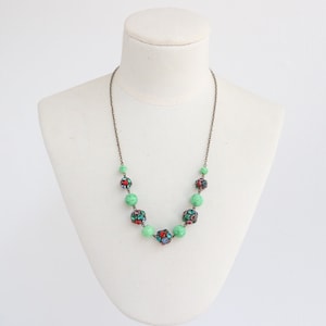 Vintage 1930&#39;s necklace vintage 1930&#39;s glass bead and rhinestone necklace art deco multicoloured rhinestones necklace 1930s jewellery beads