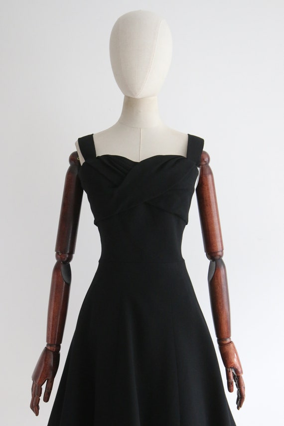 Vintage 1950's Christian Dior black silk wool dre… - image 5