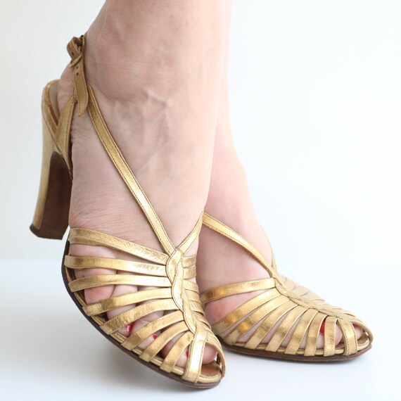 Vintage 1930's Gold heels original 1930's gold san