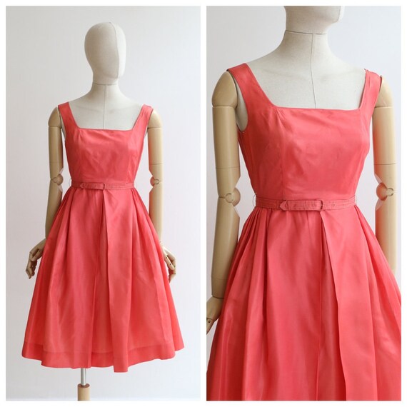 Vintage 1950's dress vintage 1950's coral dress 19
