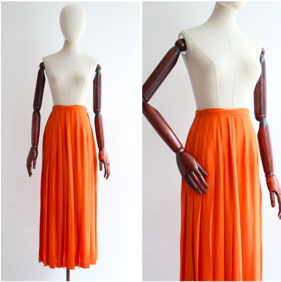 Vintage 1970 s Jean Halm Orange Silk Pleated Skirt UK 6 US 2 Original 1970s Skirt Vintage Silk Skirt Seventies Skirt 1970s Vintage Etsy
