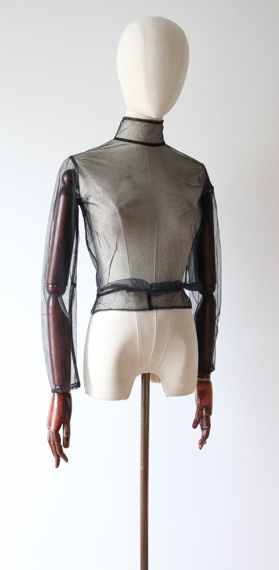 Vintage 1930's tulle blouse vintage 1930s black s… - image 4
