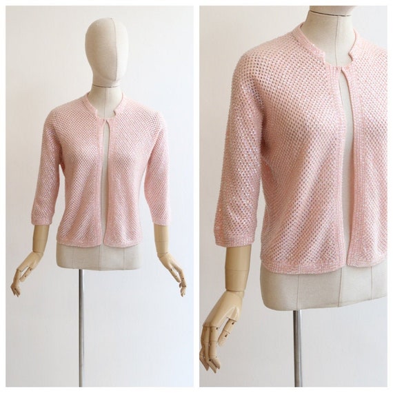 Vintage 1950's cardigan vintage 1950's pink sequin