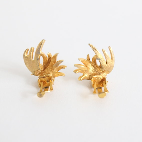 Vintage 1950's gold & rhinestone clip on earrings… - image 3