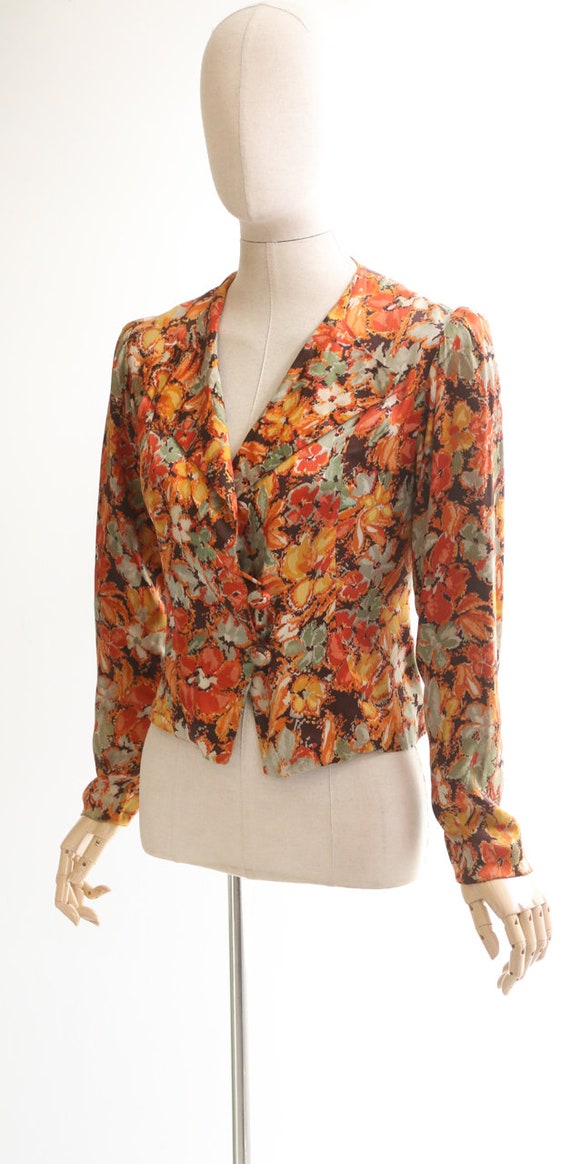 Vintage 1930's jacket vintage 1930's silk floral … - image 6