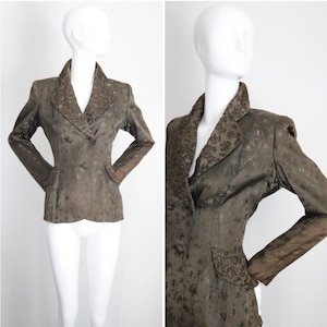 Vintage jaren 1940 donkergroen brokaat kralen jasje origineel jaren 1940 kralen jasje jaren 1940 brokaat jasje blazer jaren 1940 jasje UK 8-10 US 4-6
