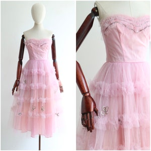 Vintage 1950&#39;s lilac sequin & tulle dress UK 6 US 2 original 1950s dress vintage prom dress vintage tulle dress vintage sequin dress fifties