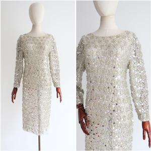 vintage 1960er silber perlen und pailletten kleid original 1960er silber perlen kleid vintage 60er perlen perlen und pailletten kleid spitze kleid grösse 60