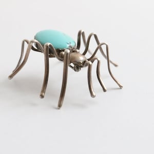 Vintage sterling silver & turquoise spider brooch vintage brooch silver brooch animal brooch