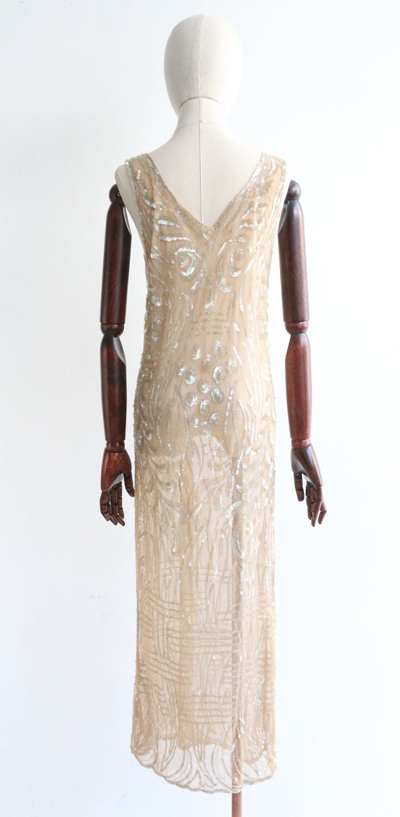 Vintage 1930's champagne tulle & iridescent sequi… - image 9