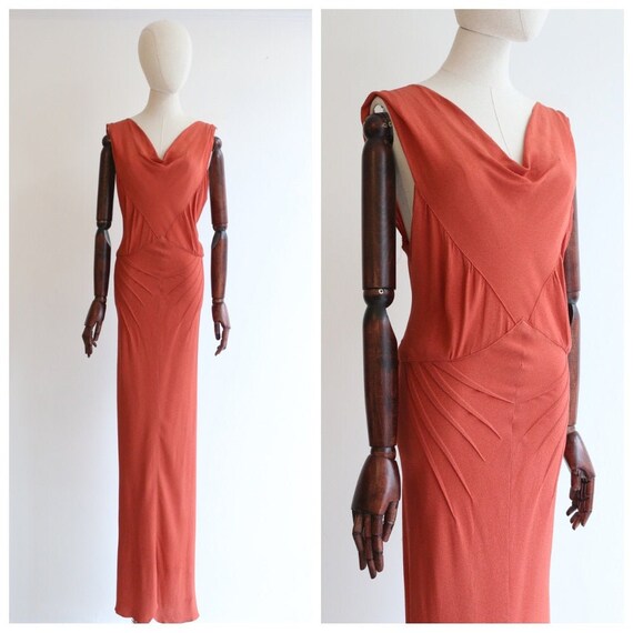 Vintage 1930's dress vintage 1930's coral crepe si