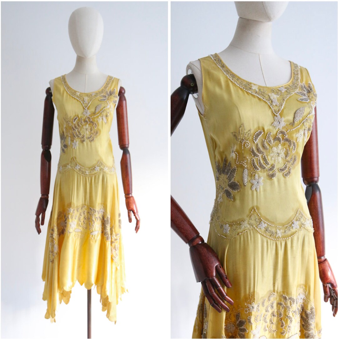 Small 1920s Blue Silk Beaded Dress