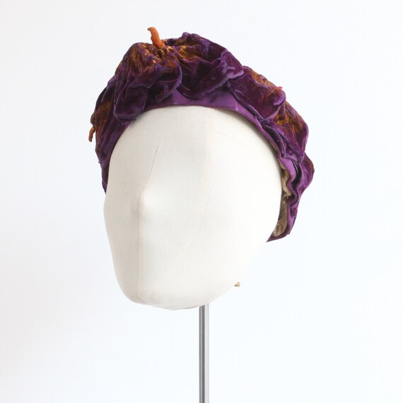 Vintage 1920's purple silk velvet & satin floral … - image 6