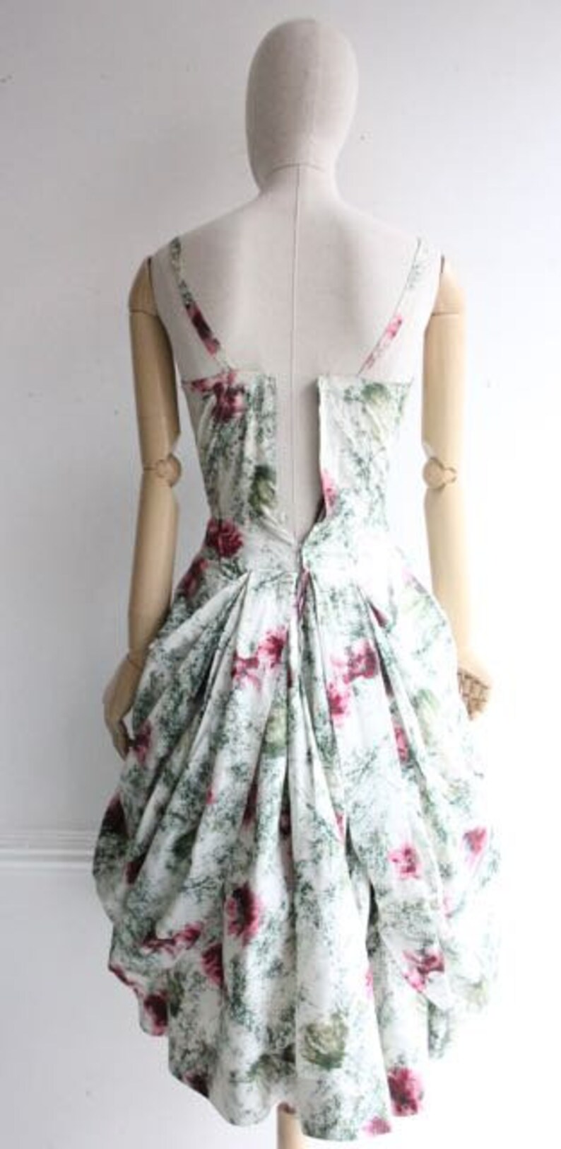 Vintage 1950/'s dress original 1950/'s swing dress circle dress fitted green floral 1950/'s revival midcentury dress jive dress dress UK 4-6