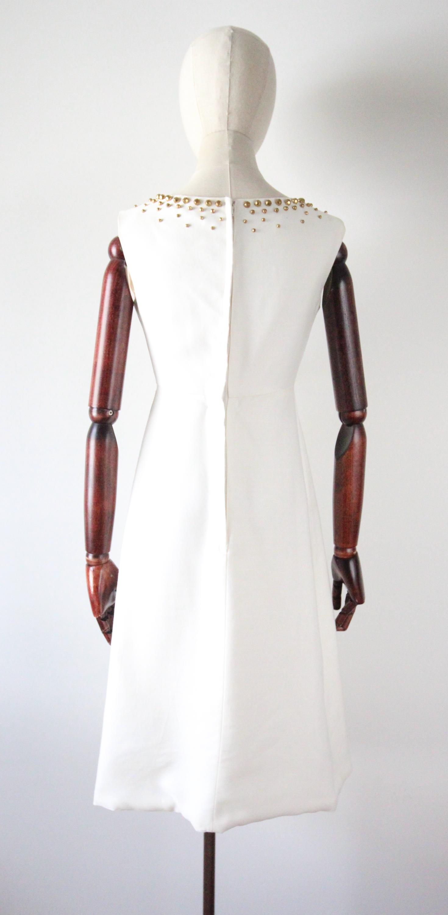 Vintage 1960's Gold Studded Embellished A Line Dress 1960's