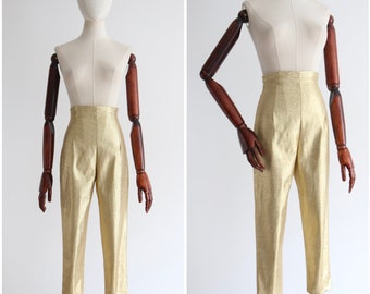 Vintage 1960's metallic gold cigarette pants UK 6-8 US 2-4 original 1960s trousers vintage gold trousers sixties trousers 1960s vintage