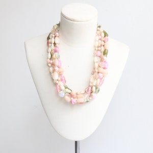 Vintage 1960&#39;s pink & green multi-strand necklace original 1960s necklace 1960s beaded necklace vintage beaded necklace sixties necklace