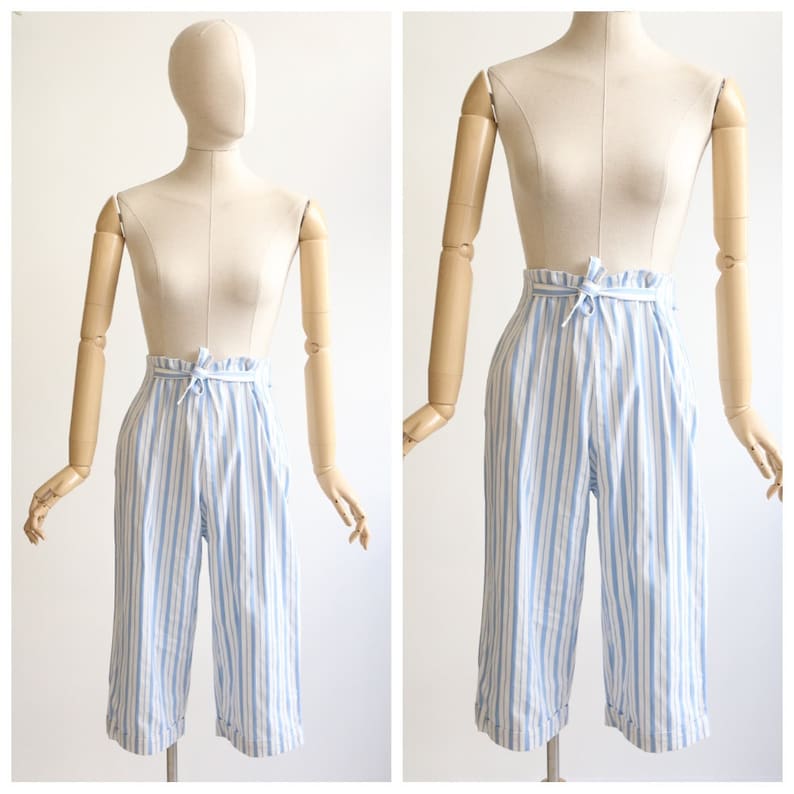 Vintage 1950/'s Capri pants vintage 1950/'s high waisted capris 1950/'s pinstripe pedal pushers 1950/'s fashion original 1950s cotton capri UK 8