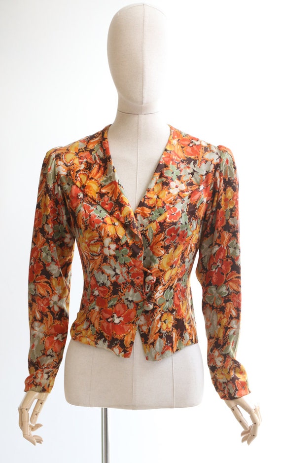 Vintage 1930's jacket vintage 1930's silk floral … - image 3