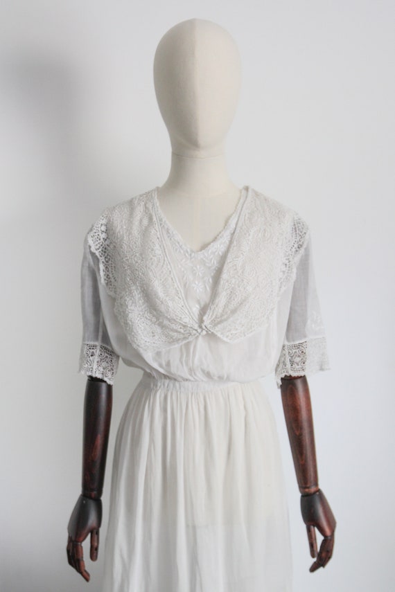 Edwardian Lawn Dress Antique White Edwardian Cott… - image 6