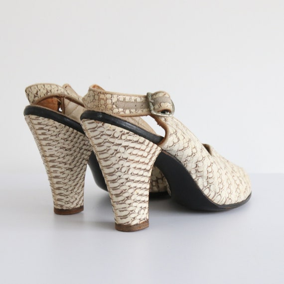 Vintage 1940's leather peep toe heels UK 4 EU 37 … - image 5