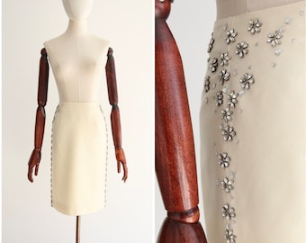 Alexander McQueen Silk & Rhinestone Skirt UK 10 US 6 vintage Alexander McQueen rhinestone skirt silk skirt