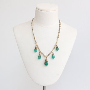 Vintage 1930&#39;s necklace vintage 1930&#39;s brass necklace original art deco brass and glass berry necklace glass 1930&#39;s necklace green beaded