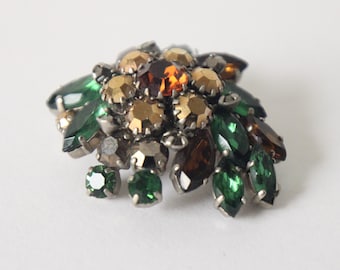 Broche cuir bleu effet mosaïque - Dame Goupil