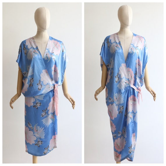 Vintage 1930's Robe vintage 1930's blue floral dre
