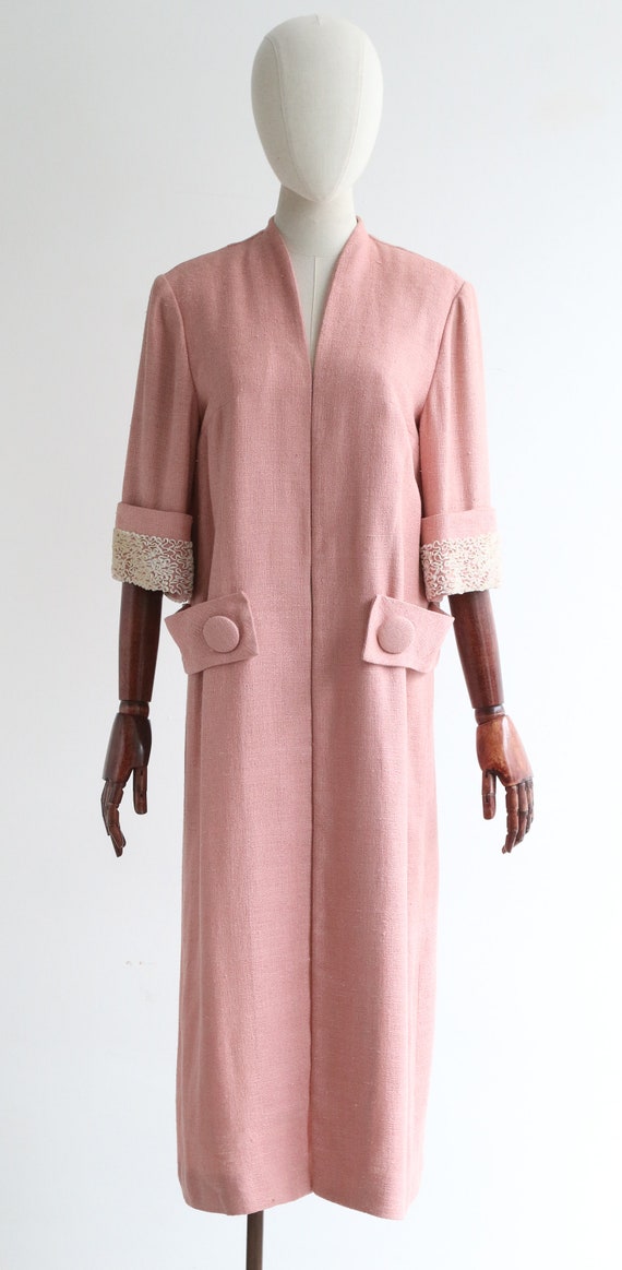 Vintage 1950's navy and pink dress & coat set UK 10 U… Gem