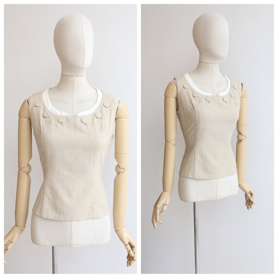 Vintage 1950's blouse original 1950's linen blouse