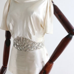 Vintage 1940's ivory satin beaded cowl blouse UK 8 US 4 1940s blouse 1940s fashion vintage blouse satin blouse original 1940s forties image 8