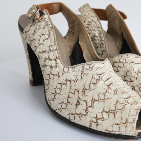 Vintage 1940's leather peep toe heels UK 4 EU 37 … - image 7