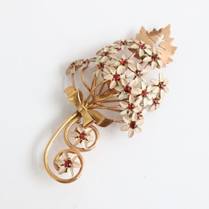Vintage 1950&#39;s rhinestone & enamel statement brooch original 1950s brooch 1950s floral brooch vintage statement brooch fifties brooch