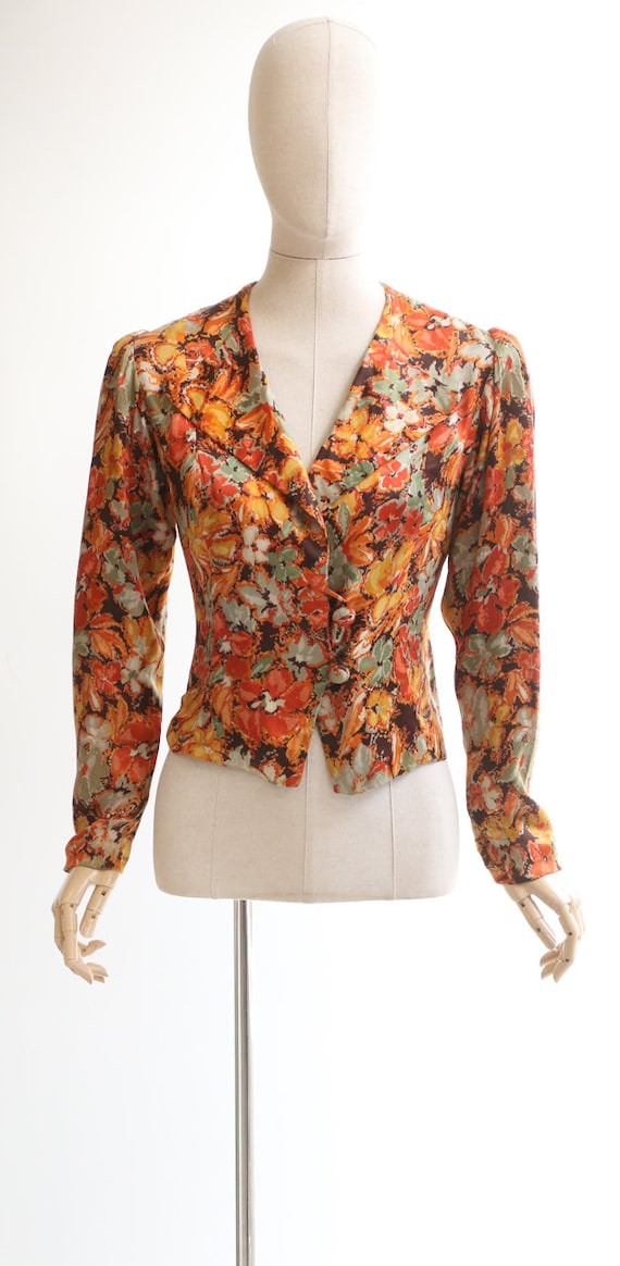 Vintage 1930's jacket vintage 1930's silk floral … - image 2