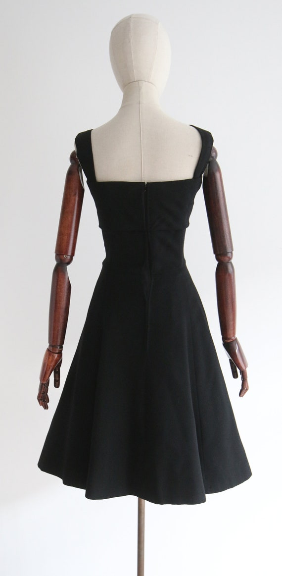 Vintage 1950's Christian Dior black silk wool dre… - image 10