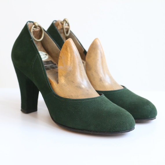 Vintage 1940's shoes vintage 1940's green suede sh