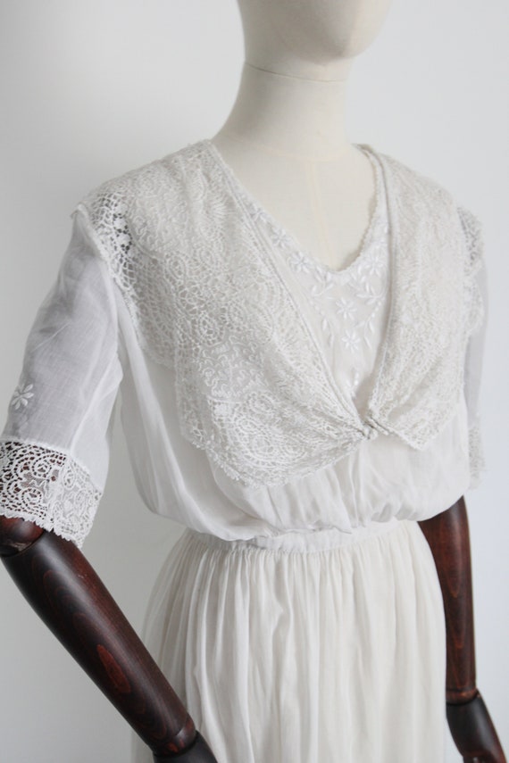 Edwardian Lawn Dress Antique White Edwardian Cott… - image 5