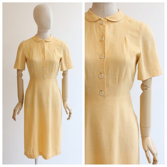 vintag 1940's dress vintage 1940's yellow linen dr