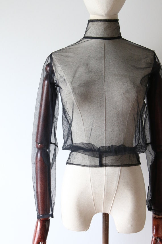 Vintage 1930's tulle blouse vintage 1930s black s… - image 7