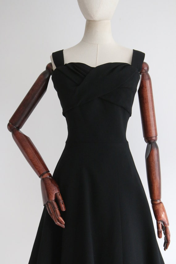 Vintage 1950's Christian Dior black silk wool dre… - image 7