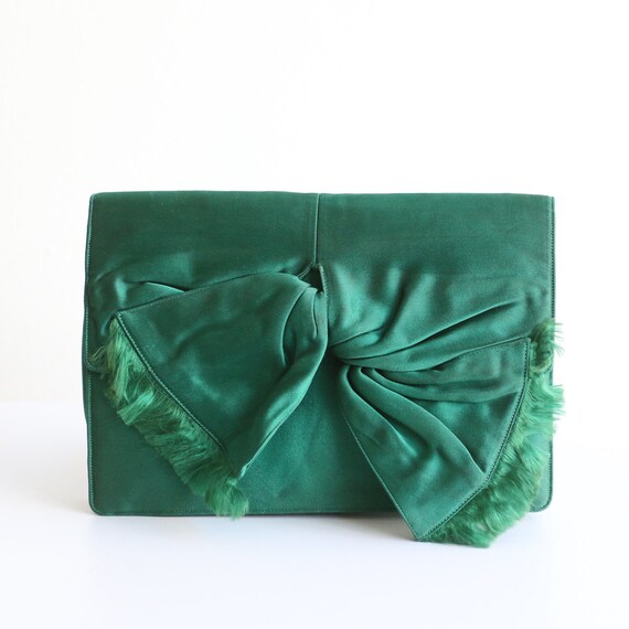 Vintage 1950's clutch bag 1950's emerald green sat