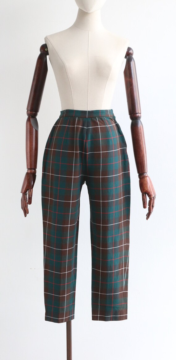 Vintage 1950's plaid capris UK 4 US 0 1950s trousers … - Gem