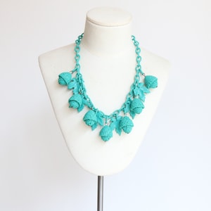 Vintage 1940&#39;s statement turquoise acorns and leaves celluloid necklace original 1940s necklace vintage statement necklace 1940s jewellery