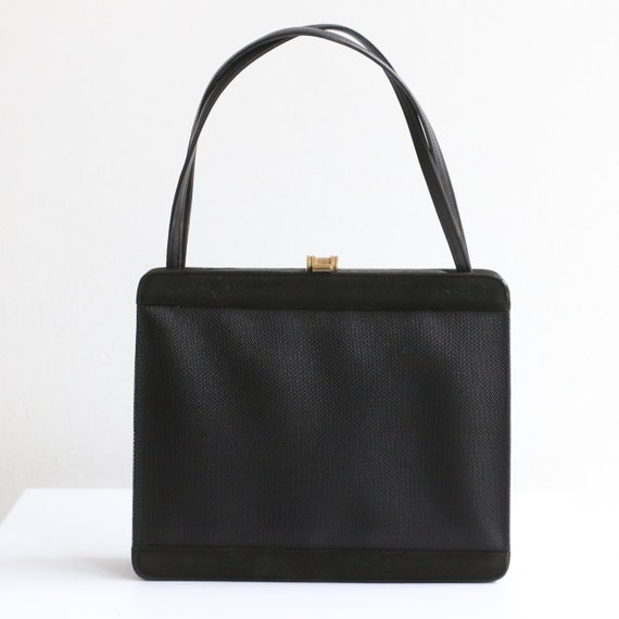 Vintage 1950's bag vintage 1950's black suede hand