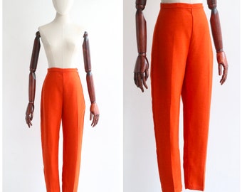 Vintage 1950's deadstock orange cigarette trousers UK 10 US 6 original 1950s trousers 1950s orange trousers  vintage orange trousers fifties